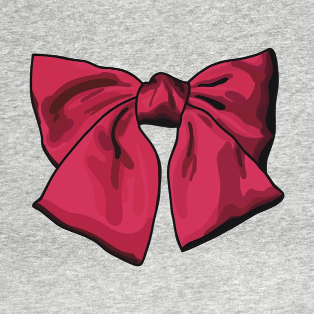 Digital illustration of red satin bow by Tana B 